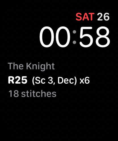 An Apple Watch face with a HookPlan complication showing the current row number.