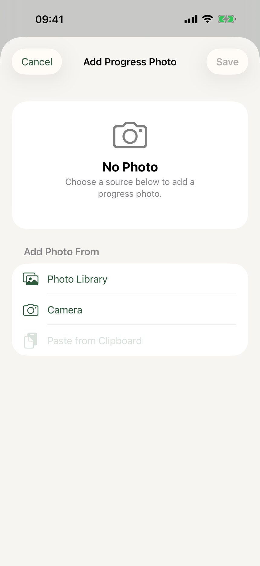 The add photo button on the film strip, with a new dated photo being added.