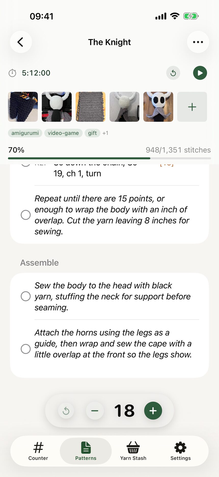 The sticky header of a WIP showing percent complete, elapsed time, and row counts.
